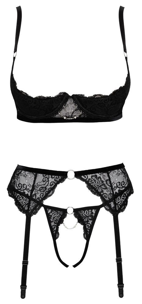 Cottelli LINGERIE - Seksowne Koronkowy 3-Częściowy Komplecik Czarny 75B/S Cottelli LINGERIE Cottelli LINGERIE - Seksowne Koronkowy 3-Częściowy Komplecik Czarny 75B/S Cottelli LINGERIE