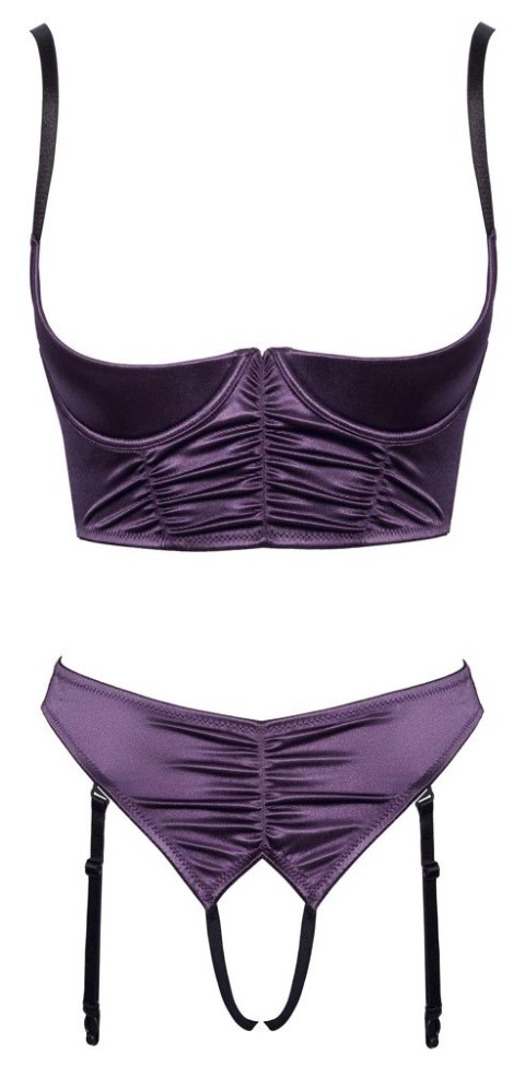Cottelli LINGERIE - Seksowny Otwarty Biustonosz + Majteczki Z Paskami Do Pończoch Fioletowe 85C/L Cottelli LINGERIE Cottelli LINGERIE - Seksowny Otwarty Biustonosz + Majteczki Z Paskami Do Pończoch Fioletowe 85C/L Cottelli LINGERIE