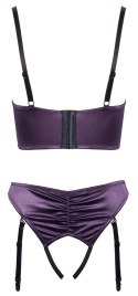 Cottelli LINGERIE - Seksowny Otwarty Biustonosz + Majteczki Z Paskami Do Pończoch Fioletowe 85C/L Cottelli LINGERIE