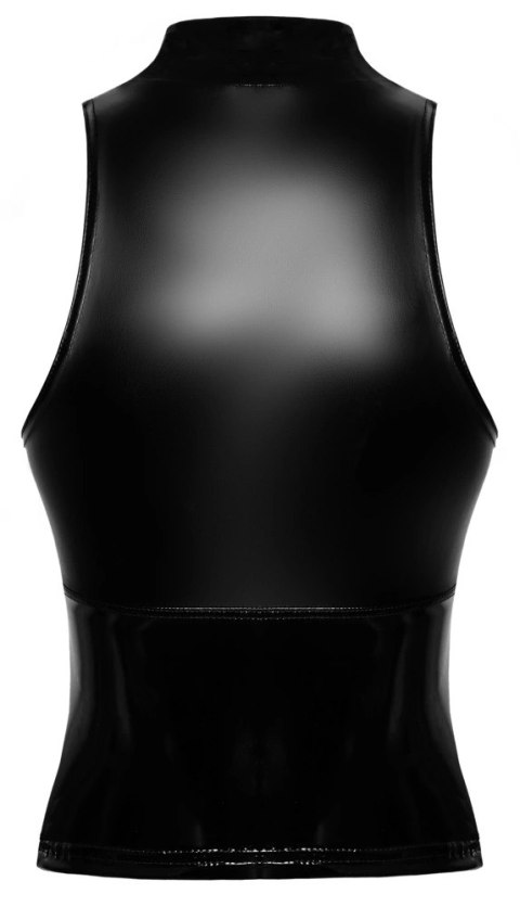 Noir - Seksowny Rozpinany Top Z Kołnierzykiem Czarny M Noir Noir - Seksowny Rozpinany Top Z Kołnierzykiem Czarny M Noir