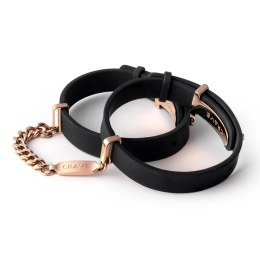 Crave - ID Cuffs Mankiety skórzane czarne z różowym złotem Crave