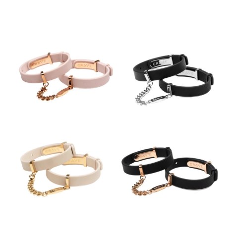 Crave - ID Cuffs Mankiety skórzane czarne ze srebrem Crave Crave - ID Cuffs Mankiety skórzane czarne ze srebrem Crave