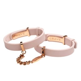 Crave - ID Cuffs Mankiety skórzane różowe z różowym złotem Crave