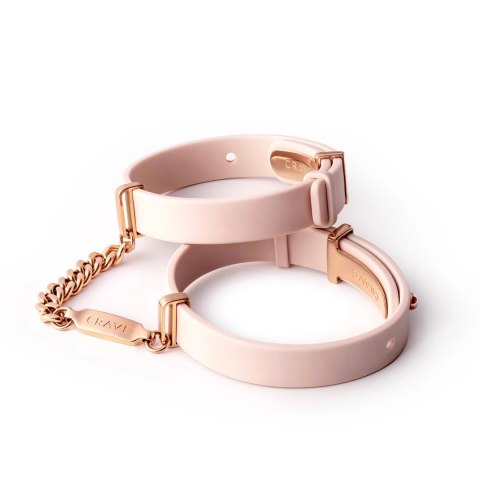 Crave - ID Cuffs Mankiety skórzane różowe z różowym złotem Crave Crave - ID Cuffs Mankiety skórzane różowe z różowym złotem Crave