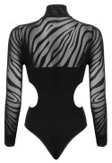 Fantasy by Cottelli Collection - Seksowne Czarne Body Z Długim Rękawkiem S-L Fantasy by Cottelli Collection