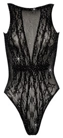Fantasy by Cottelli Collection - Seksowne Czarne Body Z Kryształkami S-L Fantasy by Cottelli Collection