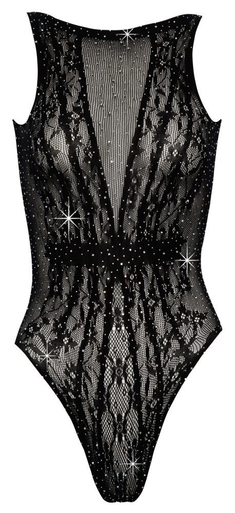 Fantasy by Cottelli Collection - Seksowne Czarne Body Z Kryształkami S-L Fantasy by Cottelli Collection Fantasy by Cottelli Collection - Seksowne Czarne Body Z Kryształkami S-L Fantasy by Cottelli Collection