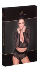 Noir - Seksowny Prześwitujący Top Z Długim Rękawem Czarny XL Noir