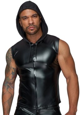 Noir - Stylowy Matowy Męski Bezrękawnik Z Kapturem Czarny 2XL Noir