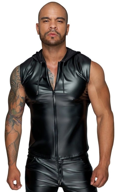 Noir - Stylowy Matowy Męski Bezrękawnik Z Kapturem Czarny 2XL Noir Noir - Stylowy Matowy Męski Bezrękawnik Z Kapturem Czarny 2XL Noir