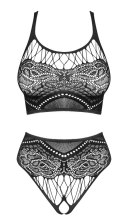 Obsessive - Czarny Komplecik Top I Stringi Bez Krocza Czarne K103 S-L Obsessive
