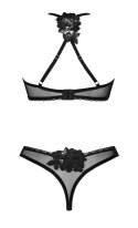 Obsessive - Półprzezroczysty Set Biustonosz I Stringi Z Ozdobnym Haftem Latinesa XL/2XL Obsessive