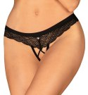 Obsessive - Seksowne Czarne Koronkowe Stringi Z Otwartym Kroczem Chemeris XL/2XL Obsessive