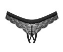 Obsessive - Seksowne Czarne Koronkowe Stringi Z Otwartym Kroczem Chemeris XL/2XL Obsessive