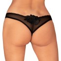 Obsessive - Seksowne Czarne Stringi Bez Krocza I Ozdobnym Kwiatem Latinesa XL/2XL Obsessive