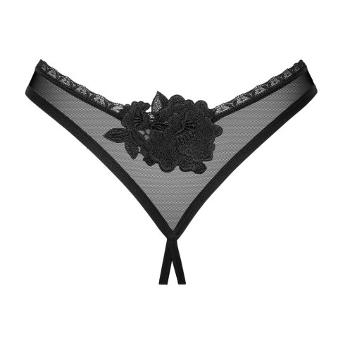 Obsessive - Seksowne Czarne Stringi Bez Krocza I Ozdobnym Kwiatem Latinesa M/L Obsessive Obsessive - Seksowne Czarne Stringi Bez Krocza I Ozdobnym Kwiatem Latinesa M/L Obsessive