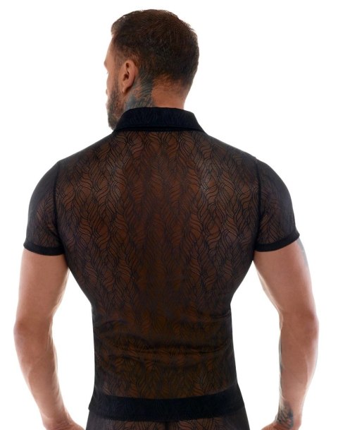Svenjoyment - Seksowna Męska Koronkowa Koszulka Z Kołnierzykiem I Guzikami Czarna 2XL Svenjoyment Svenjoyment - Seksowna Męska Koronkowa Koszulka Z Kołnierzykiem I Guzikami Czarna 2XL Svenjoyment