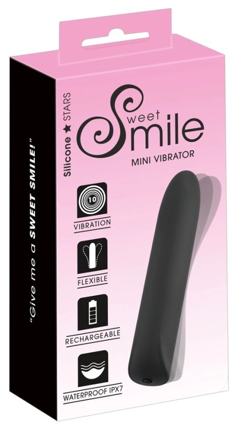 Sweet Smile - Mini Wibrator Czarny Silikonowy 12 cm Sweet Smile Sweet Smile - Mini Wibrator Czarny Silikonowy 12 cm Sweet Smile