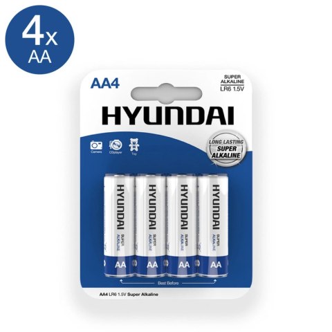 Hyundai - Baterie Super Alkaline AA Batteries 4 szt Hyundai