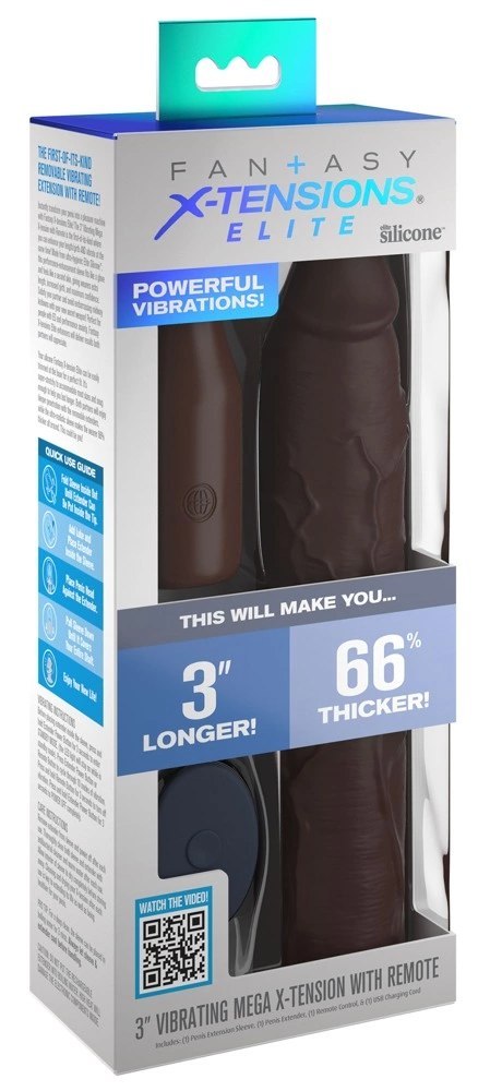 FXTE - Nakładka Na Penisa 66% Grubszy Penis + 7,6 CM Z Wibracjami Brązowy Fantasy X-Tensions Elite FXTE - Nakładka Na Penisa 66% Grubszy Penis + 7,6 CM Z Wibracjami Brązowy Fantasy X-Tensions Elite
