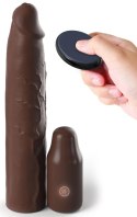 FXTE - Nakładka Na Penisa 66% Grubszy Penis + 7,6 CM Z Wibracjami Brązowy Fantasy X-Tensions Elite