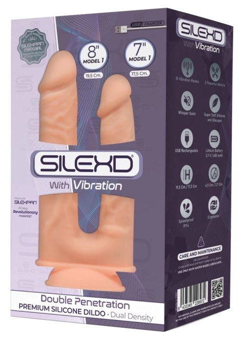 SilexD -Naturalny Podwójny Wibrator 17.5 i 19.5 cm Double Penetrant Motors SILEXD