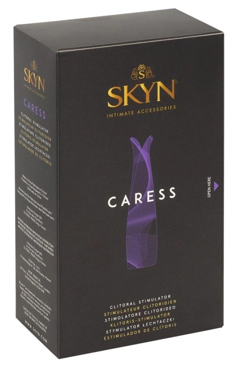 Skyn Caress - Stymulator Łechtaczki Z Podwójnym Języczkiem Fioletowy 13.3 cm SKYN