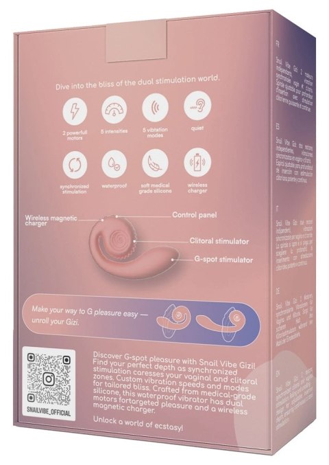 Snail Vibe - Wibrator Ślimak Zakrzywiony Ze Stymulacją Łechtaczki Gizi Brzoskwiniowy Snail Vibe Snail Vibe - Wibrator Ślimak Zakrzywiony Ze Stymulacją Łechtaczki Gizi Brzoskwiniowy Snail Vibe