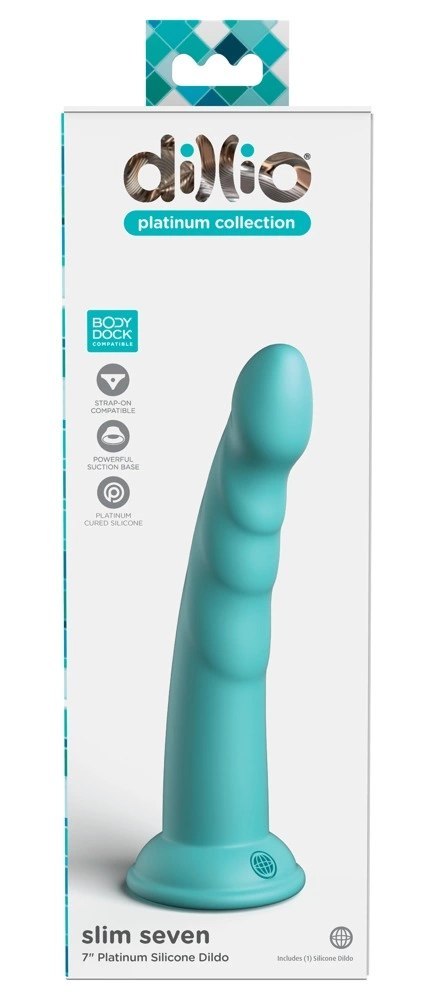 Dillio Platinum - Dildo Z Rowkami Stymulującymi I Żołędziem 19,7 cm Slim Seven Turkusowe Dillio Platinum Dillio Platinum - Dildo Z Rowkami Stymulującymi I Żołędziem 19,7 cm Slim Seven Turkusowe Dillio Platinum