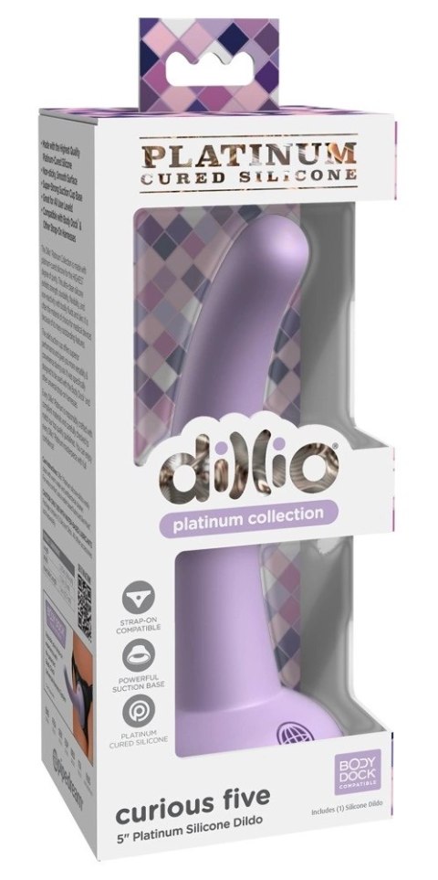 Dillio Platinum - Miękkie Silikonowe Dildo Zakrzywione Curious Five 14,6 cm Fioletowe Dillio Platinum Dillio Platinum - Miękkie Silikonowe Dildo Zakrzywione Curious Five 14,6 cm Fioletowe Dillio Platinum
