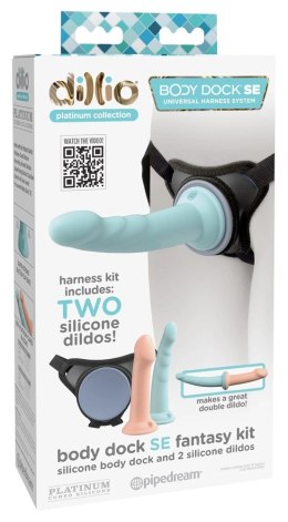 Dillio Platinum - Uprząż Strap-On W Komplecie Z Dwoma Dildami 17,2 cm i 19,7 cm Dillio Platinum