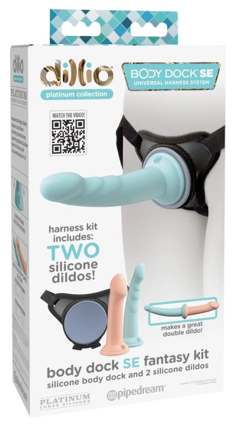 Dillio Platinum - Uprząż Strap-On W Komplecie Z Dwoma Dildami 17,2 cm i 19,7 cm Dillio Platinum