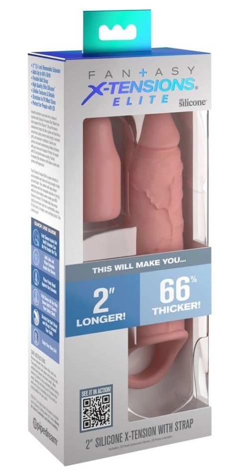 FXTE - Nakładka Na Penisa 66% Grubszy Penis + 7,1 CM Cielisty Fantasy X-Tensions Elite