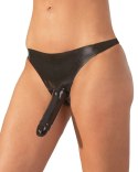 LATE X - Czarne Lateksowe Majteczki Z Lateksowym Dildo S-L Late X