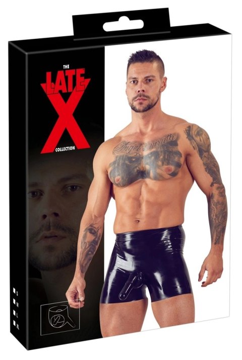 LATE X - Czarne Lateksowe Spodenki Z Kieszenią Na Penisa I Jądra M Late X LATE X - Czarne Lateksowe Spodenki Z Kieszenią Na Penisa I Jądra M Late X