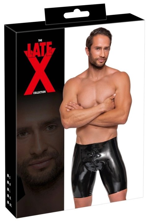 LATE X - Czarne Lateksowe Spodenki Z Zamkiem Błyskawicznym 2XL Late X LATE X - Czarne Lateksowe Spodenki Z Zamkiem Błyskawicznym 2XL Late X