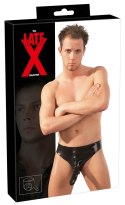 LATE X - Lateksowe Majtki Z Osłoną Na Penisa I Dildo Analne Czarne M/L Late X