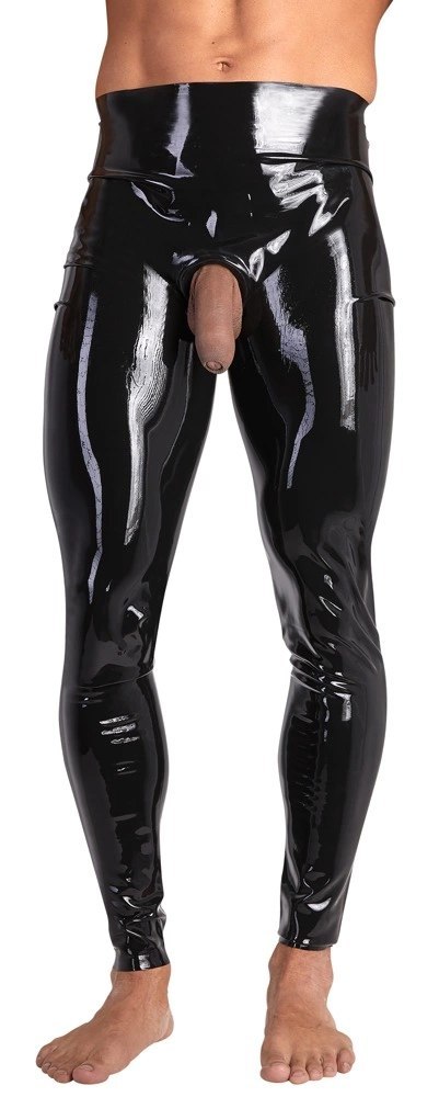 LATE X - Obcisłe Lateksowe Legginsy Z Otworem Na Penisa I Jądra Czarne 2XL Late X LATE X - Obcisłe Lateksowe Legginsy Z Otworem Na Penisa I Jądra Czarne 2XL Late X