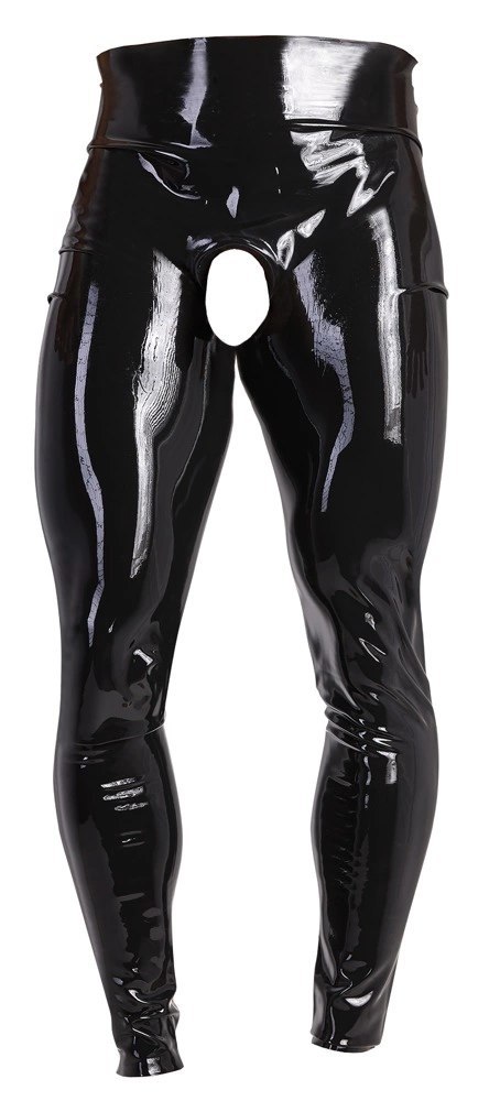 LATE X - Obcisłe Lateksowe Legginsy Z Otworem Na Penisa I Jądra Czarne 2XL Late X LATE X - Obcisłe Lateksowe Legginsy Z Otworem Na Penisa I Jądra Czarne 2XL Late X