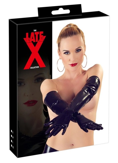 LATE X - Seksowne Długie Lateksowe Rękawice Czarne XL Late X LATE X - Seksowne Długie Lateksowe Rękawice Czarne XL Late X
