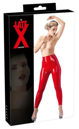 LATE X - Seksowne Wysokie Lateksowe Legginsy Czerwone XL Late X