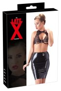 LATE X - Taliowana Lateksowa Mini Spódnica Czarna 2XL Late X