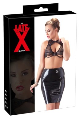 LATE X - Taliowana Lateksowa Mini Spódnica Czarna XL Late X