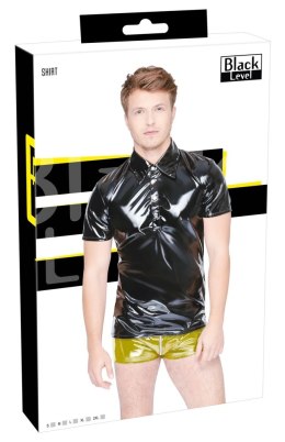 Black Level - Męska Czarna Koszulka Polo Z Połyskiem 2XL Black Level