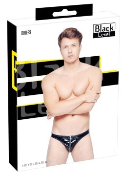 Black Level - Męskie Slipy Z Czarnym Połyskiem Z Zamkiem 2XL Black Level