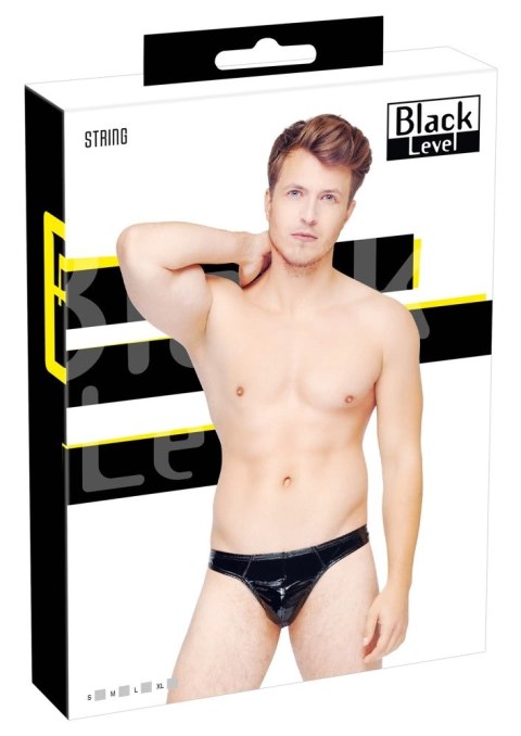 Black Level - Męskie Stringi Z Czarnym Połyskiem L Black Level Black Level - Męskie Stringi Z Czarnym Połyskiem L Black Level