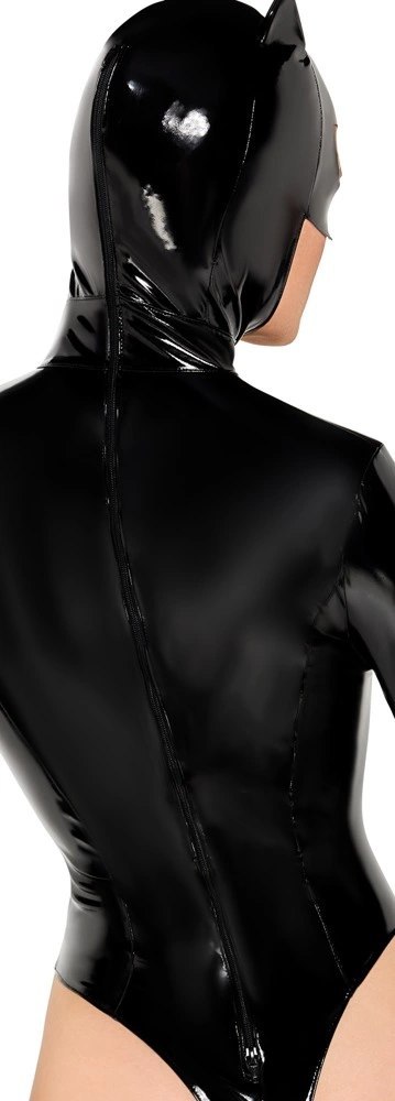 Black Level - Czarne Body Sznurowane Z Maską Z Uszami Czarne M Black Level Black Level - Czarne Body Sznurowane Z Maską Z Uszami Czarne M Black Level