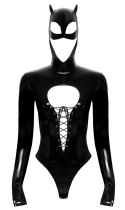 Black Level - Czarne Body Sznurowane Z Maską Z Uszami Czarne M Black Level
