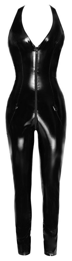 Black Level - Czarny Vinylowy Długi Kombinezon Z Zamkiem XL Black Level Black Level - Czarny Vinylowy Długi Kombinezon Z Zamkiem XL Black Level