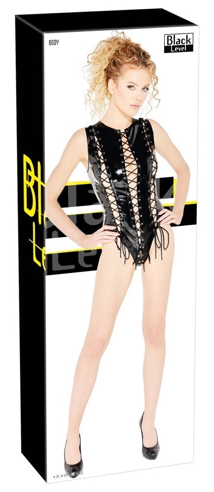 Black Level - Vinylowe Body Wiązane Sznureczkami Czarne XL Black Level Black Level - Vinylowe Body Wiązane Sznureczkami Czarne XL Black Level